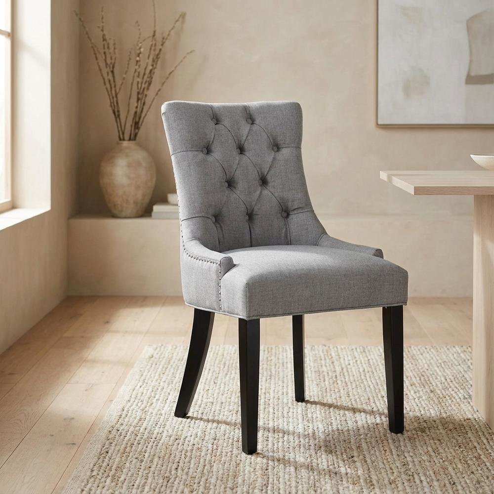 Tufted Upholstered Fabric Dining Chair for Kitchen and Dining Room, Light Gray
