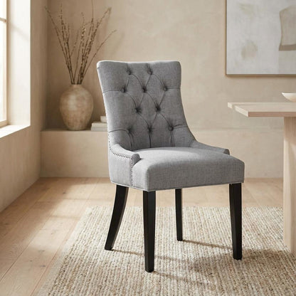 Tufted Upholstered Fabric Dining Chair for Kitchen and Dining Room, Light Gray
