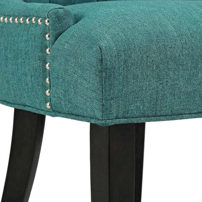 Tufted Upholstered Fabric Dining Chair for Kitchen and Dining Room, Teal