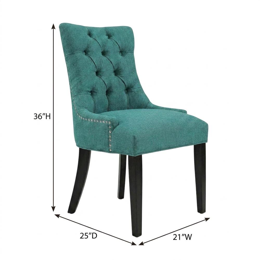 Tufted Upholstered Fabric Dining Chair for Kitchen and Dining Room, Teal