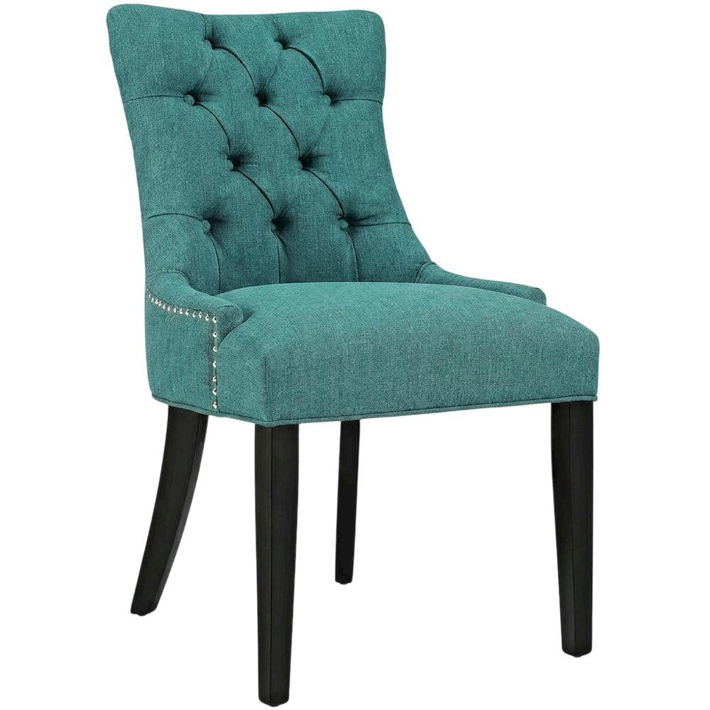 Tufted Upholstered Fabric Dining Chair for Kitchen and Dining Room, Teal