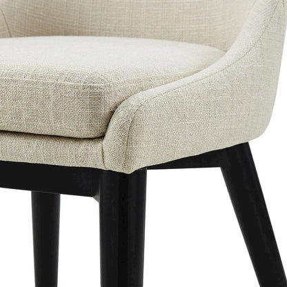 Fabric-Upholstered Dining Chair with Cushioned Seat, Beige