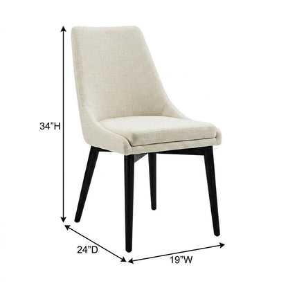 Fabric-Upholstered Dining Chair with Cushioned Seat, Beige