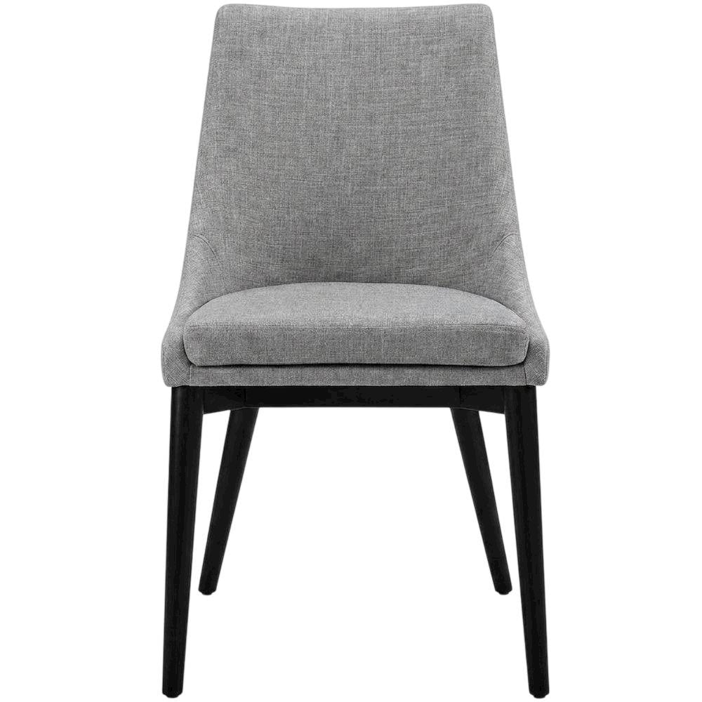 Fabric-Upholstered Dining Chair with Cushioned Seat, Light Gray
