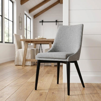 Fabric-Upholstered Dining Chair with Cushioned Seat, Light Gray