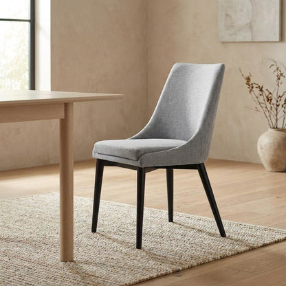 Fabric-Upholstered Dining Chair with Cushioned Seat, Light Gray