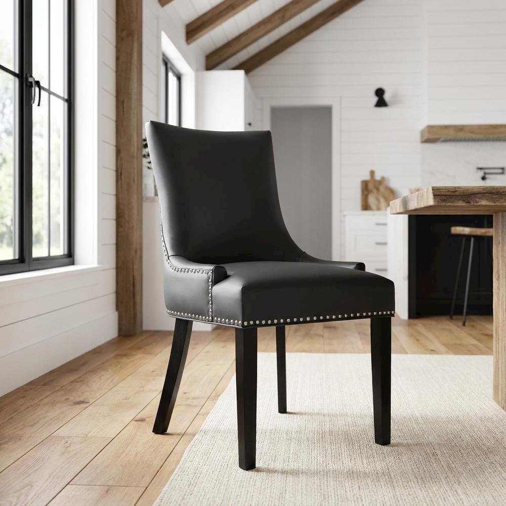 Vegan Leather Upholstered Dining Chair for Kitchen or Dining Room, Gray
