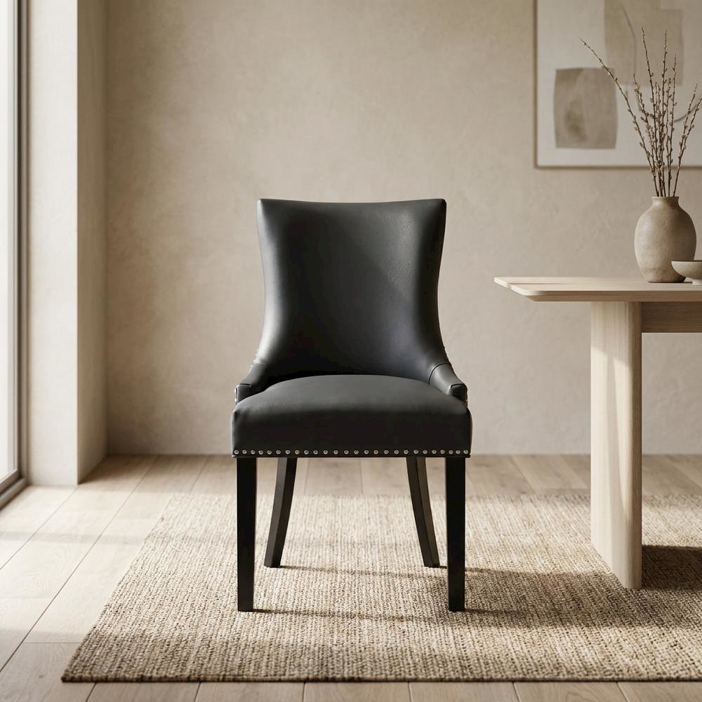 Vegan Leather Upholstered Dining Chair for Kitchen or Dining Room, Gray