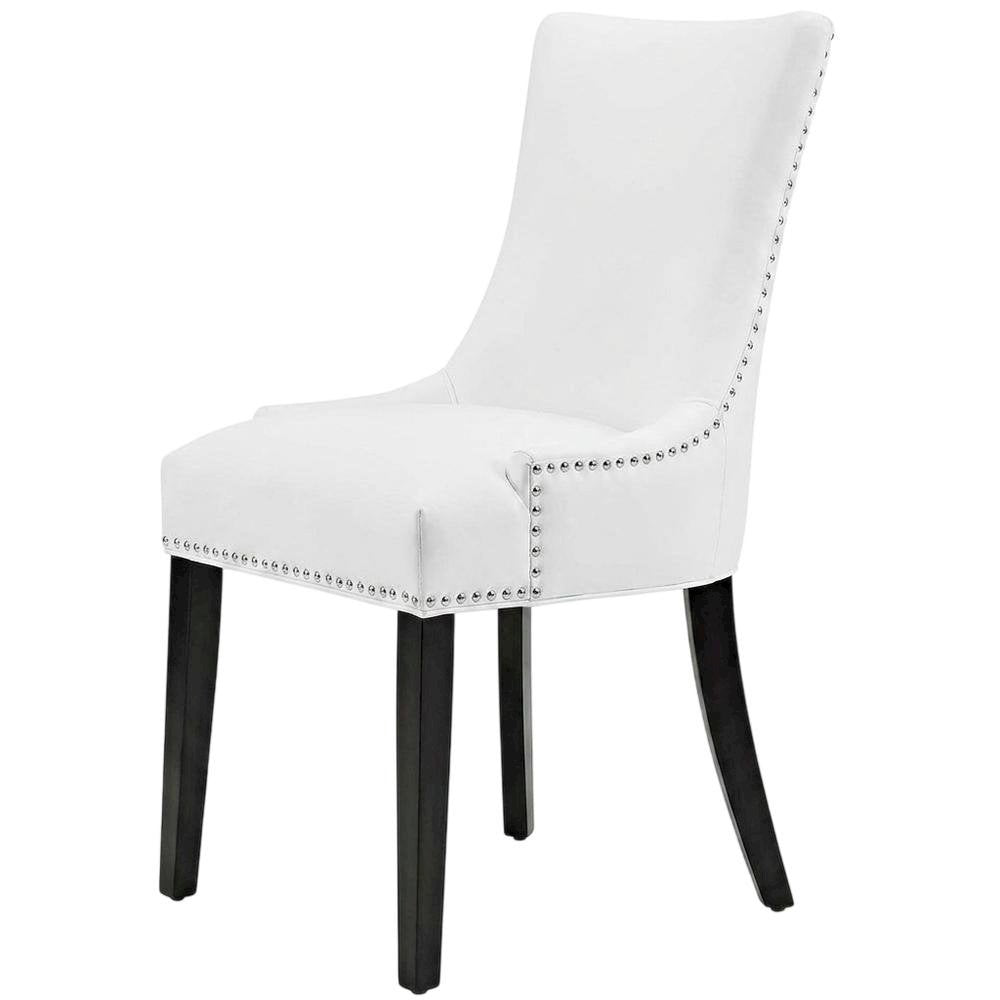 Vegan Leather Upholstered Dining Chair for Kitchen or Dining Room, White