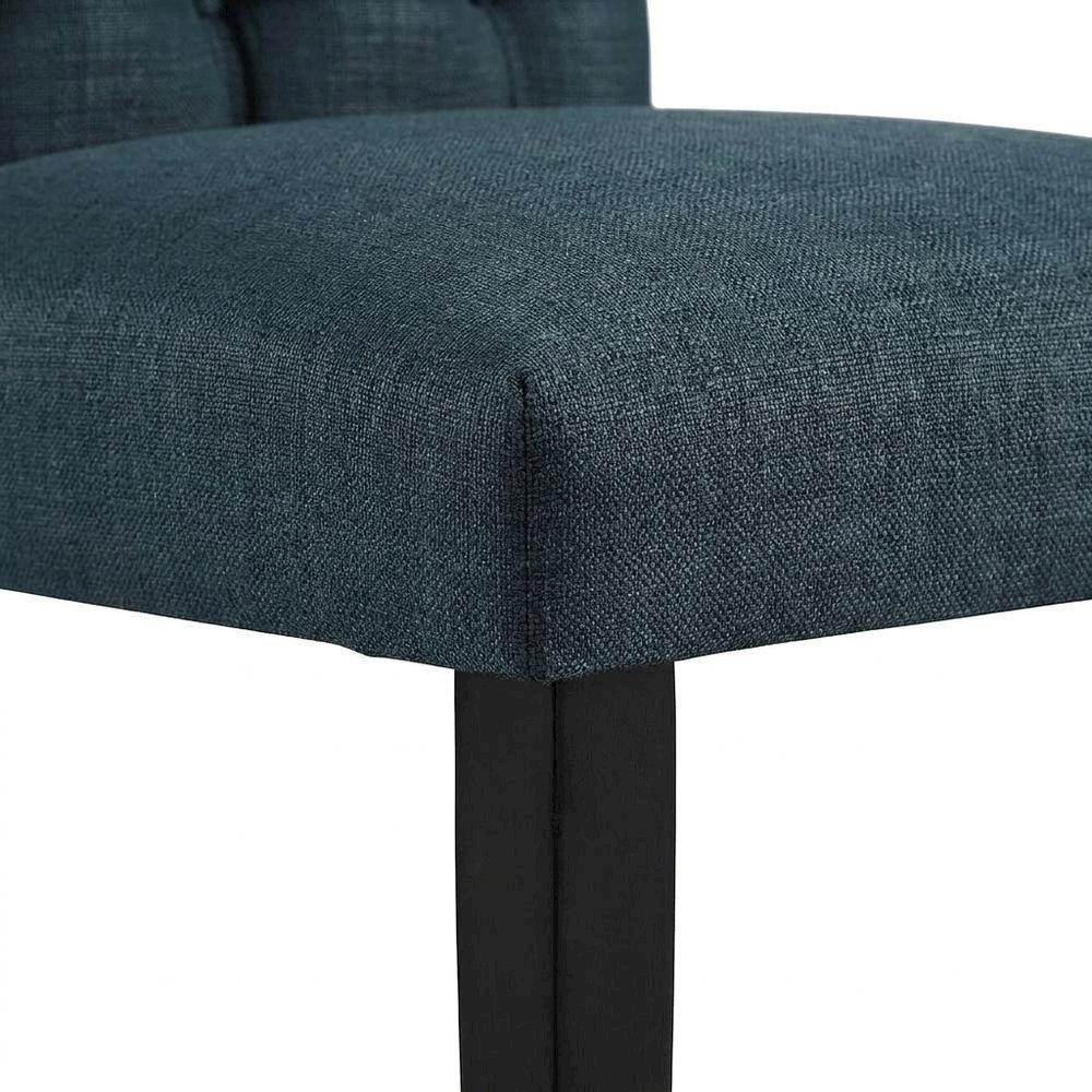 Button-Tufted Upholstered Fabric Parsons Chair, Azure