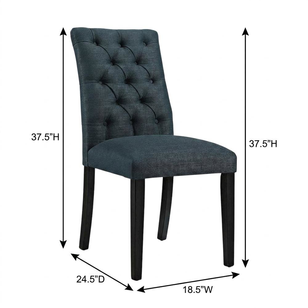 Button-Tufted Upholstered Fabric Parsons Chair, Azure