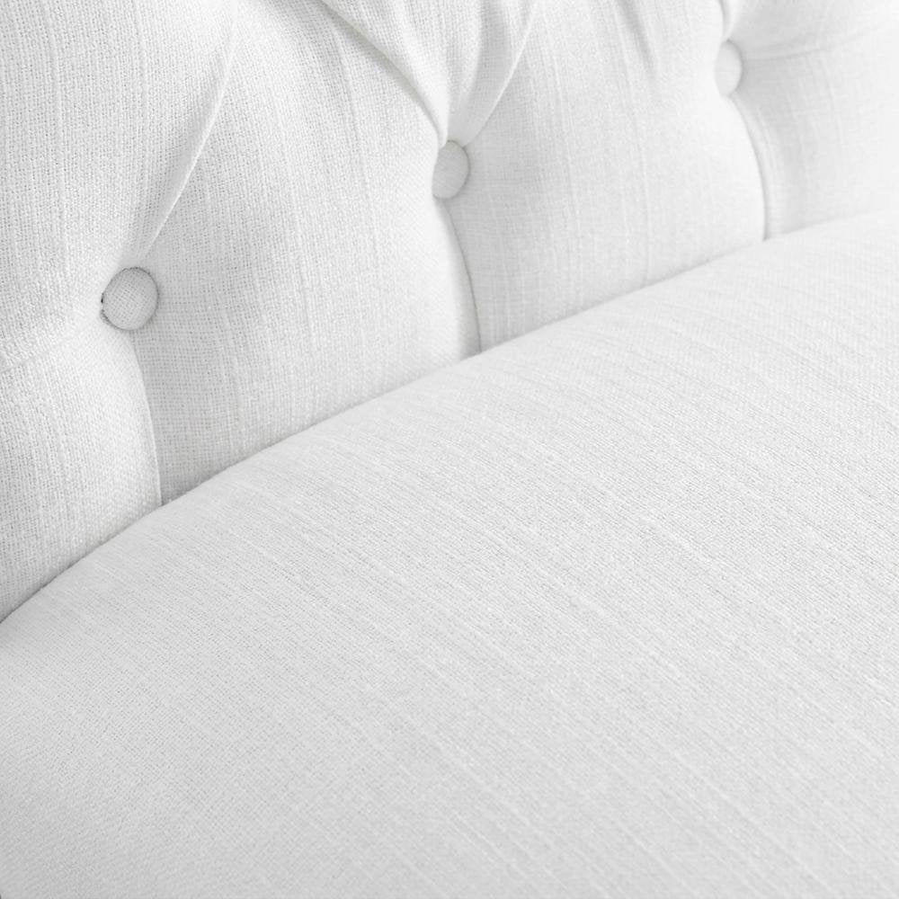 Button-Tufted Upholstered Fabric Parsons Chair, White