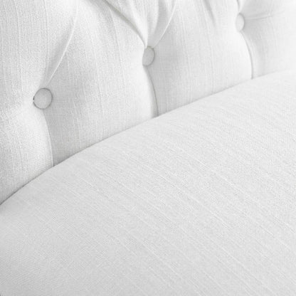 Button-Tufted Upholstered Fabric Parsons Chair, White