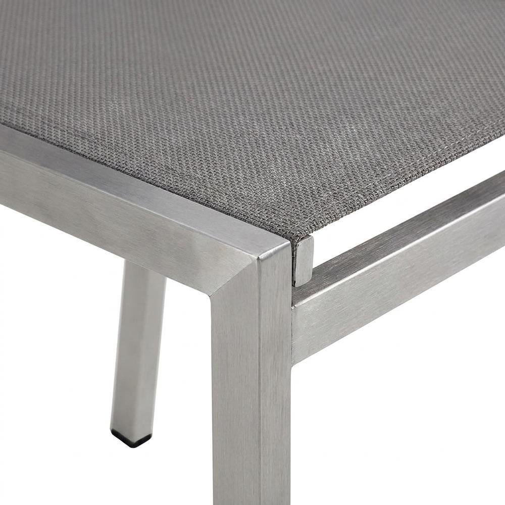 Aluminum Outdoor Side Chair with Open Lattice Back, Silver Gray