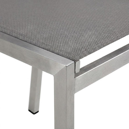 Aluminum Outdoor Side Chair with Open Lattice Back, Silver Gray