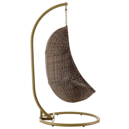 Bean Outdoor Patio Wood Swing Chair With Stand