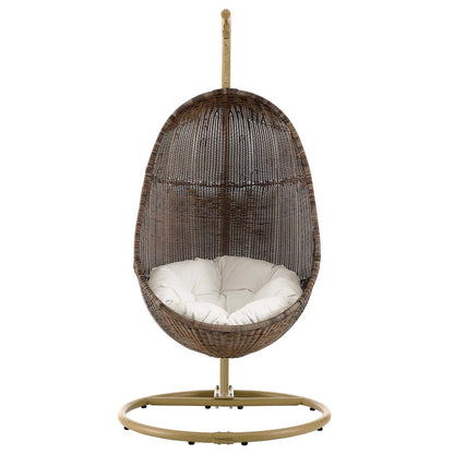 Bean Outdoor Patio Wood Swing Chair With Stand