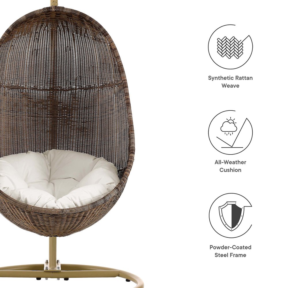 Bean Outdoor Patio Wood Swing Chair With Stand