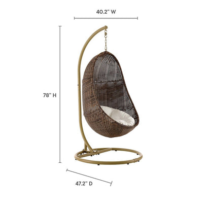 Bean Outdoor Patio Wood Swing Chair With Stand