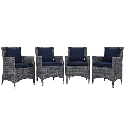 Summon 4 Piece Outdoor Patio Sunbrella Dining Set