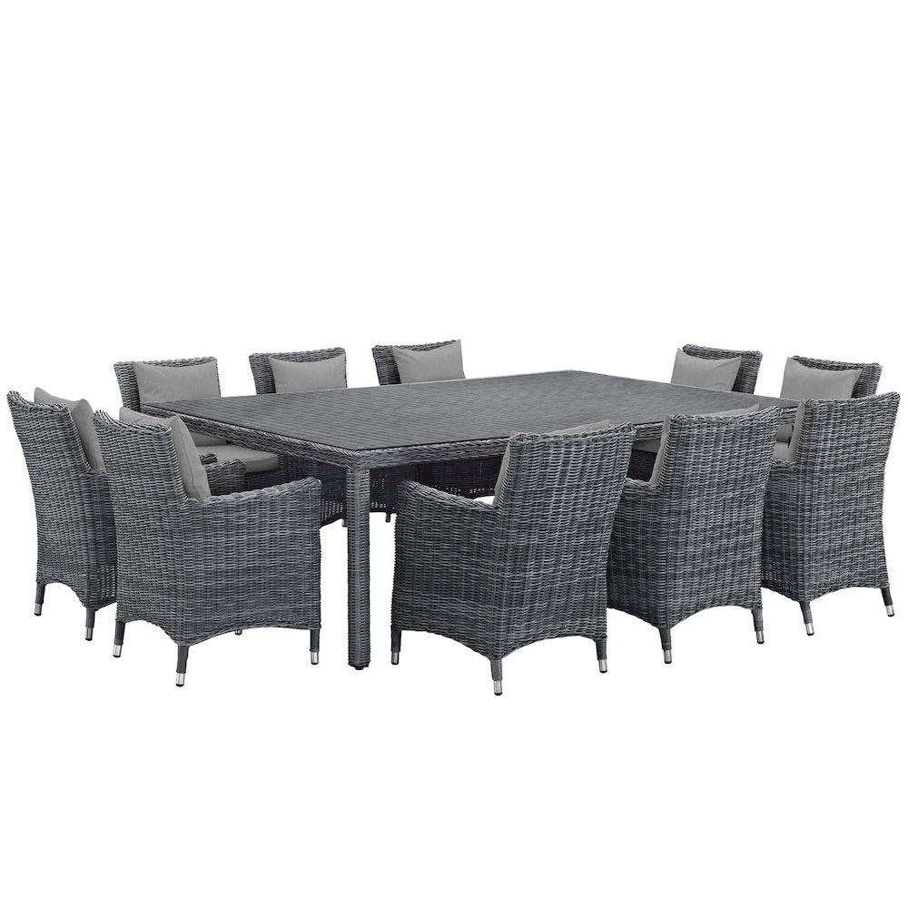 Summon 11 Piece Outdoor Patio Sunbrella Dining Set