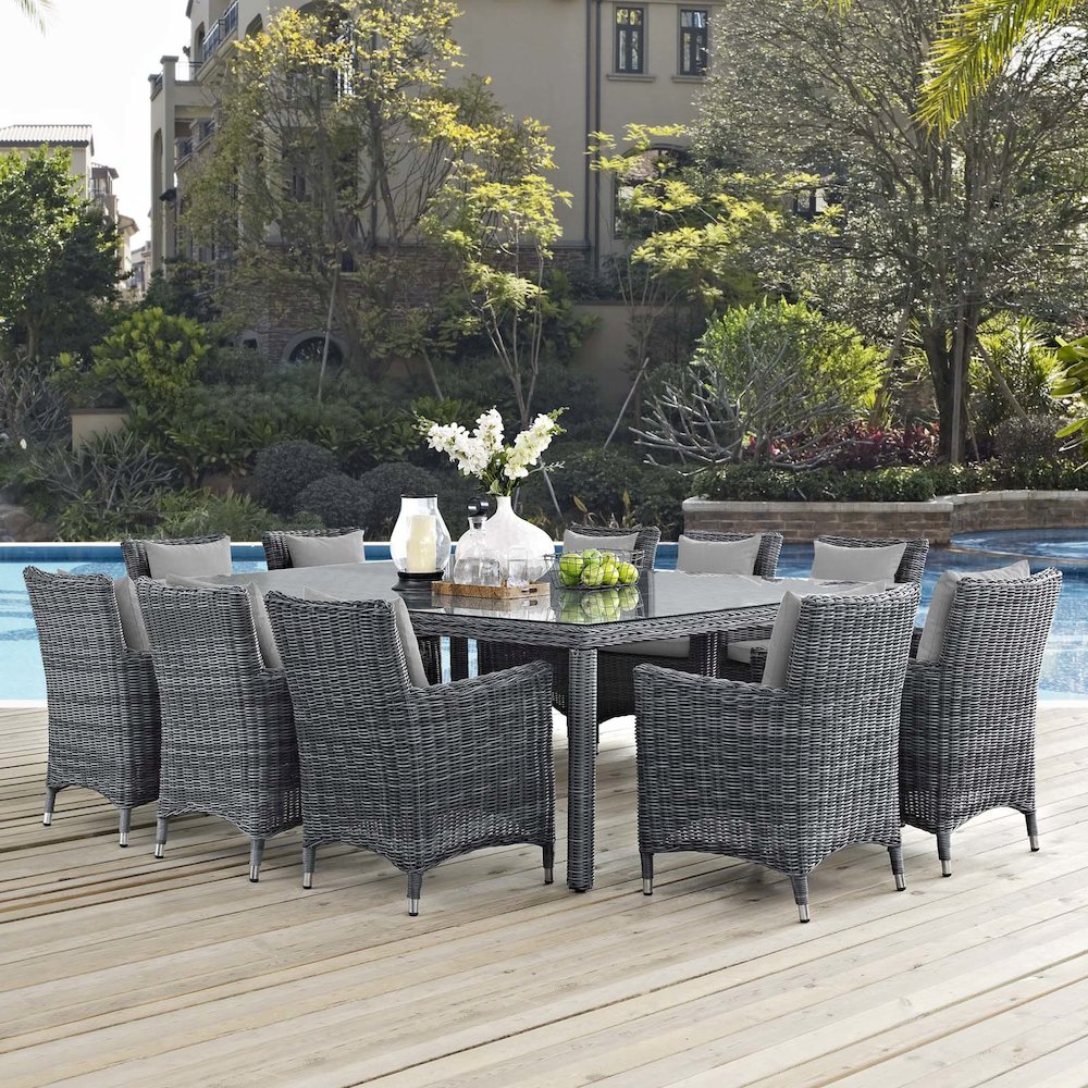 Summon 11 Piece Outdoor Patio Sunbrella Dining Set