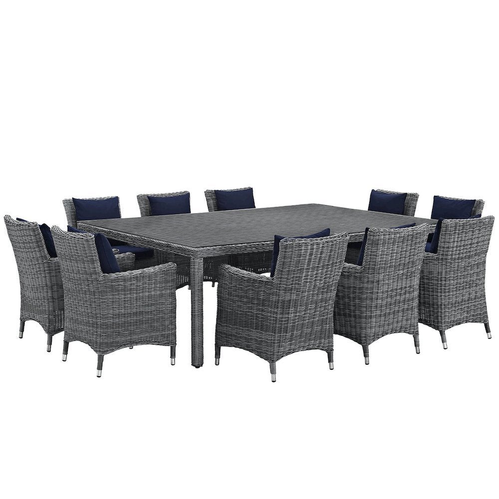 Summon 11 Piece Outdoor Patio Sunbrella Dining Set