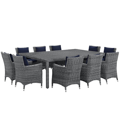 Summon 11 Piece Outdoor Patio Sunbrella Dining Set