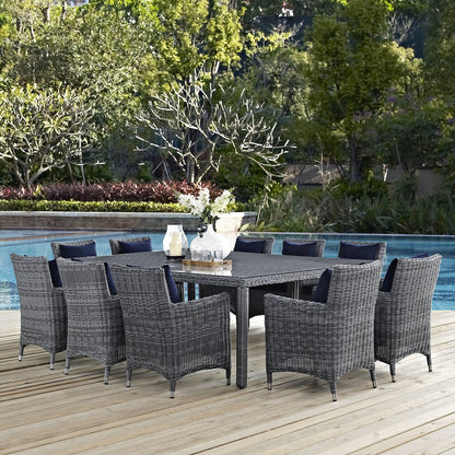 Summon 11 Piece Outdoor Patio Sunbrella Dining Set