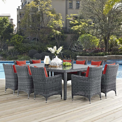 Summon 11 Piece Outdoor Patio Sunbrella Dining Set