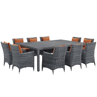 Summon 11 Piece Outdoor Patio Sunbrella Dining Set