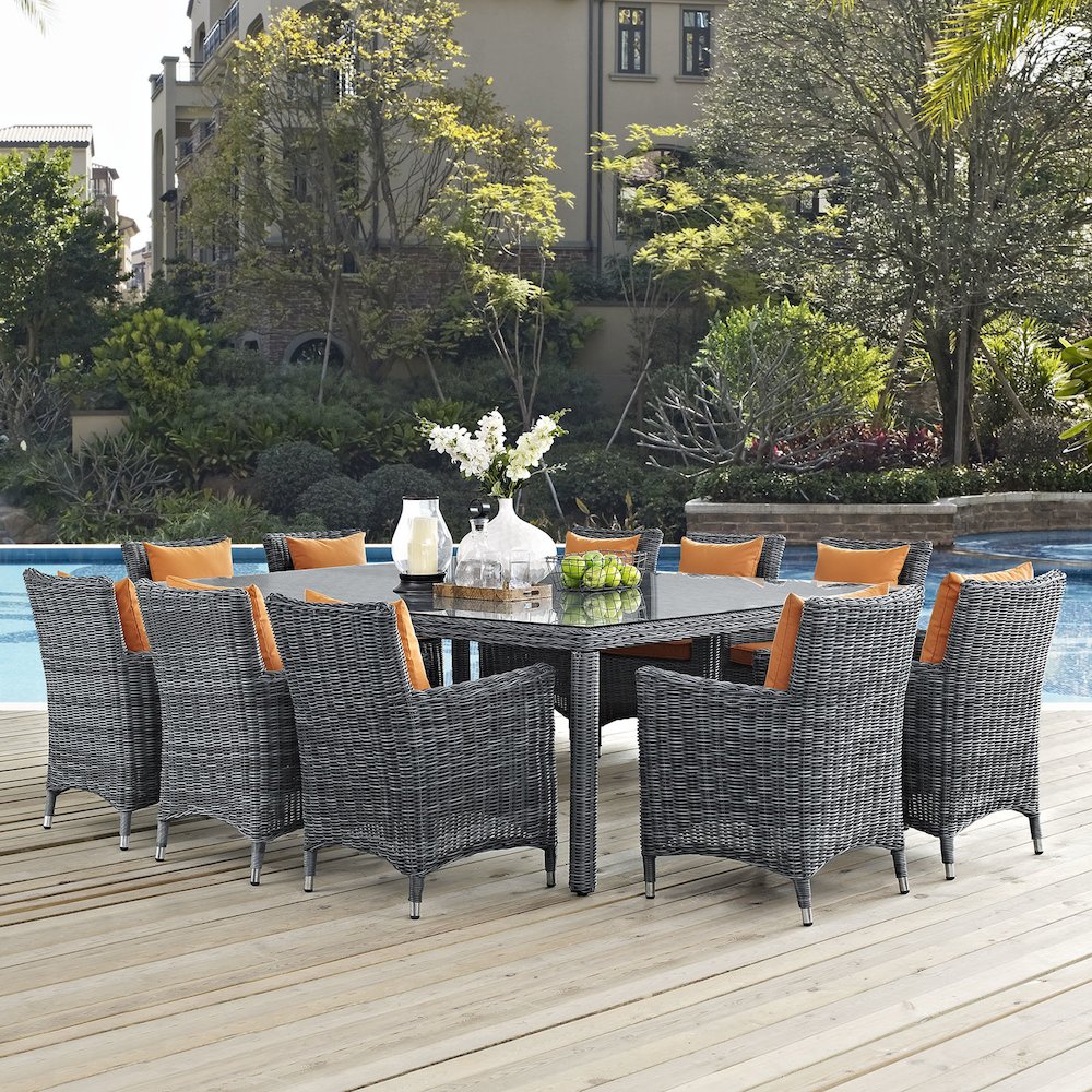 Summon 11 Piece Outdoor Patio Sunbrella Dining Set