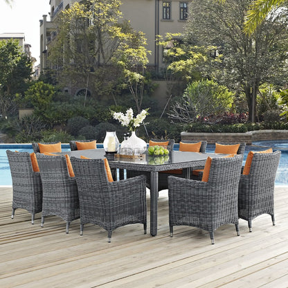 Summon 11 Piece Outdoor Patio Sunbrella Dining Set