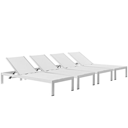 Shore Outdoor Patio Aluminum Chaise Set of 4