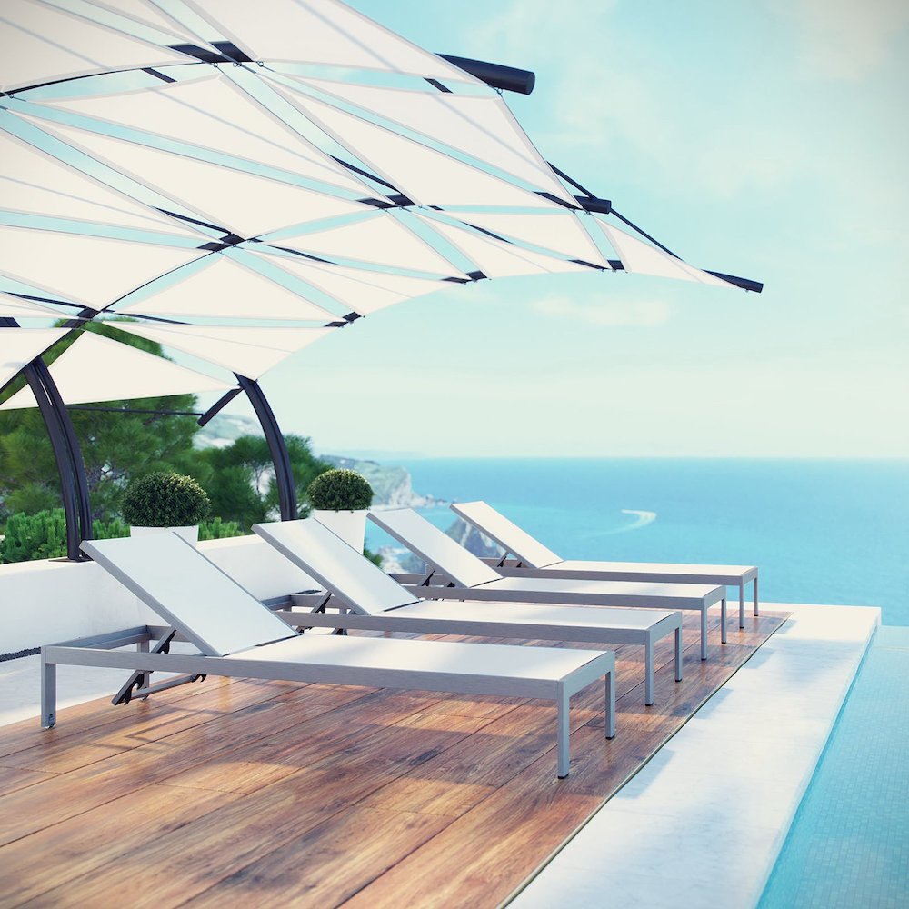 Shore Outdoor Patio Aluminum Chaise Set of 4