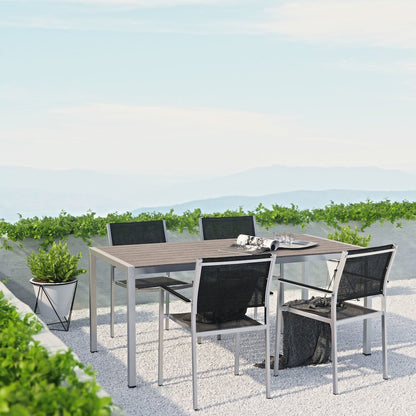 Shore 5 Piece Outdoor Patio Aluminum Dining Set