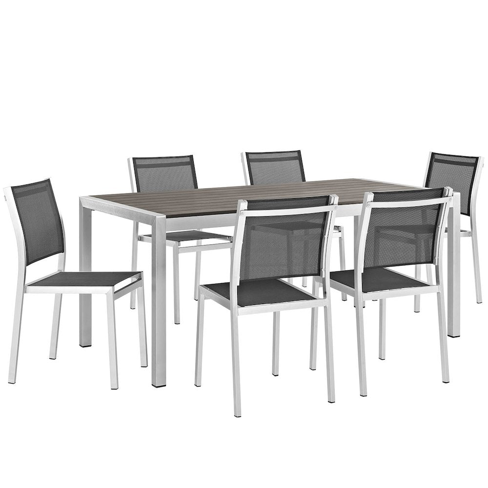 Shore 7 Piece Outdoor Patio Aluminum Dining Set