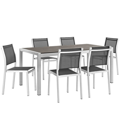 Shore 7 Piece Outdoor Patio Aluminum Dining Set
