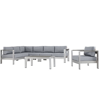 Shore 6 Piece Outdoor Patio Aluminum Sectional Sofa Set