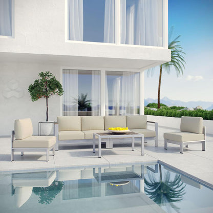 Shore 5 Piece Outdoor Patio Aluminum Sectional Sofa Set