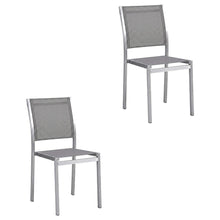 Aluminum Outdoor Patio Side Chairs, Porch and Balcony, Silver Gray, Set of 2