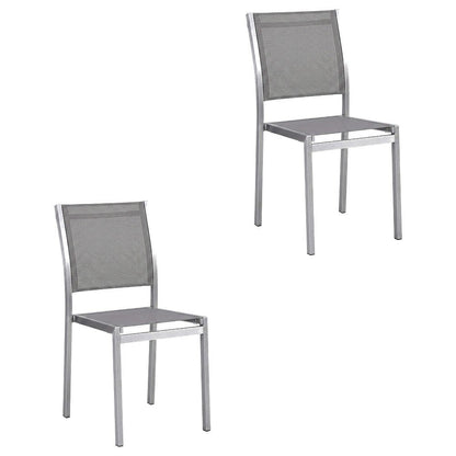 Aluminum Outdoor Patio Side Chairs, Porch and Balcony, Silver Gray, Set of 2