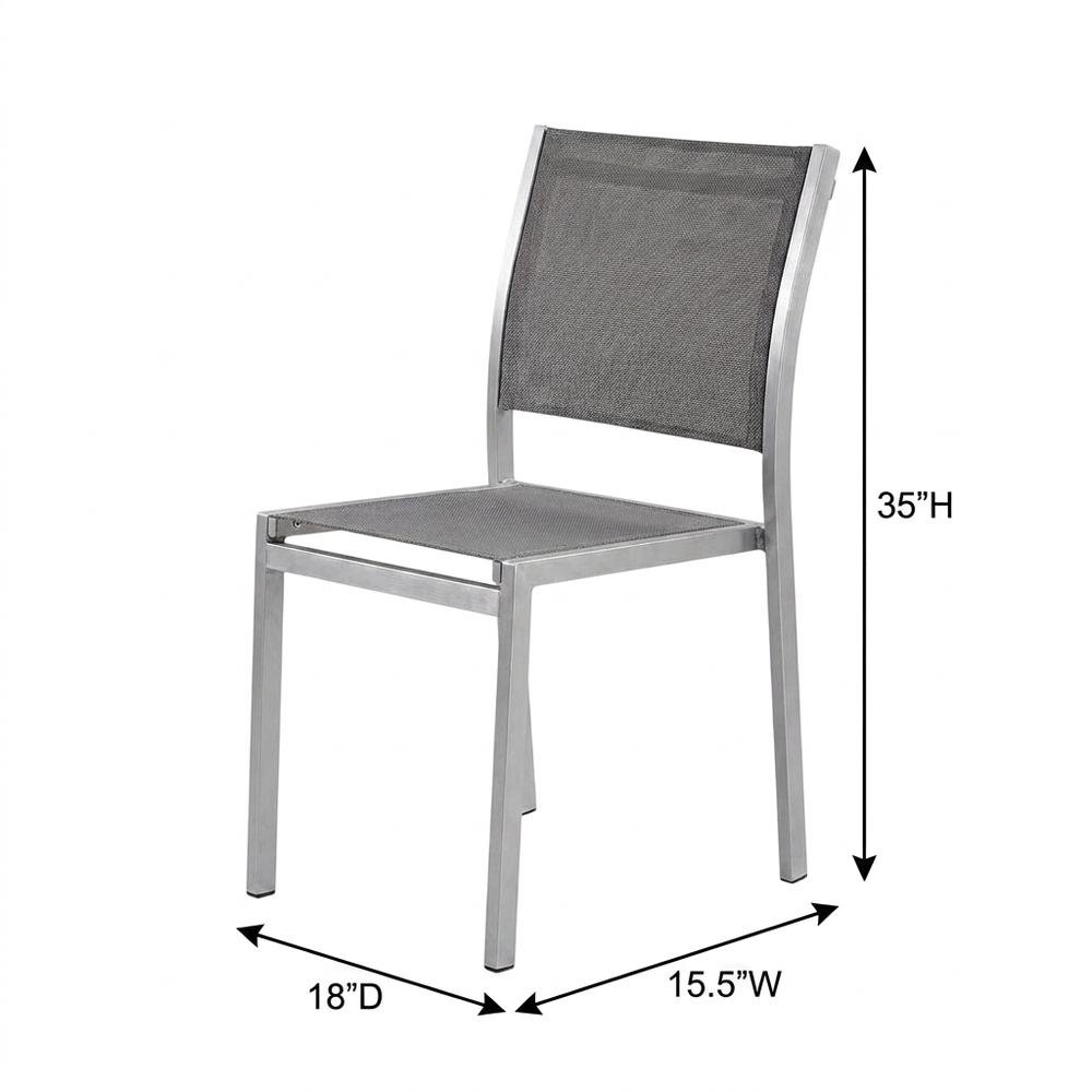 Aluminum Outdoor Patio Side Chairs, Porch and Balcony, Silver Gray, Set of 2