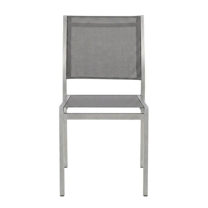 Aluminum Outdoor Patio Side Chairs, Porch and Balcony, Silver Gray, Set of 2
