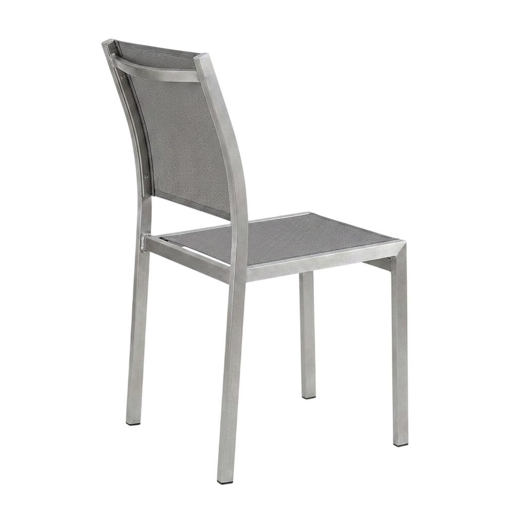 Aluminum Outdoor Patio Side Chairs, Porch and Balcony, Silver Gray, Set of 2