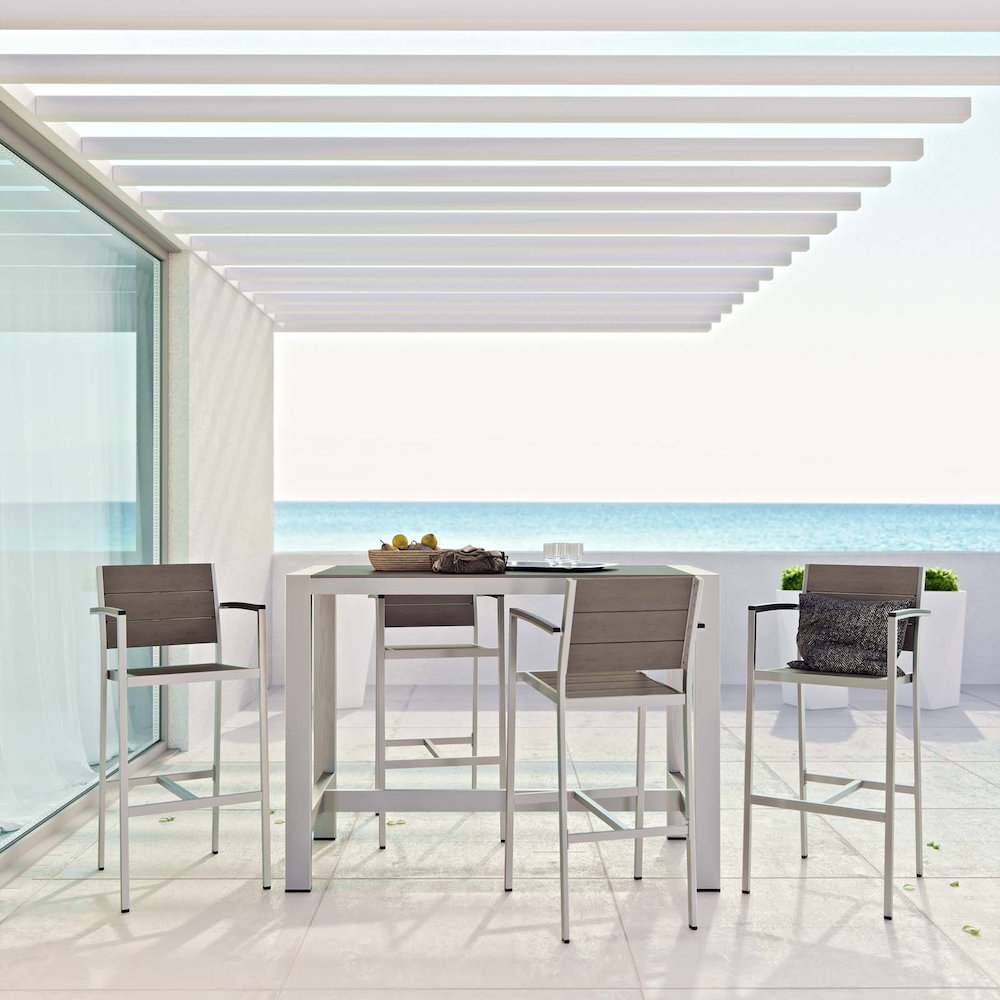Shore 5 Piece Outdoor Patio Aluminum Dining Set