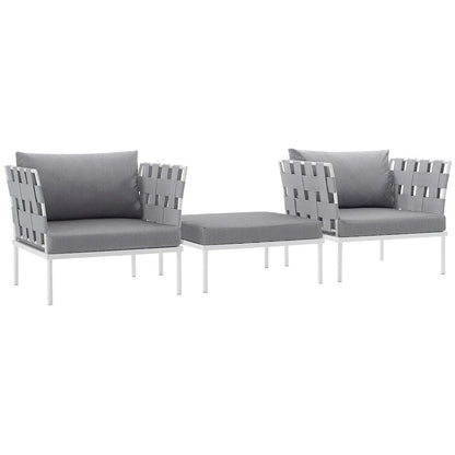 Harmony 3 Piece Outdoor Patio Aluminum Sectional Sofa Set
