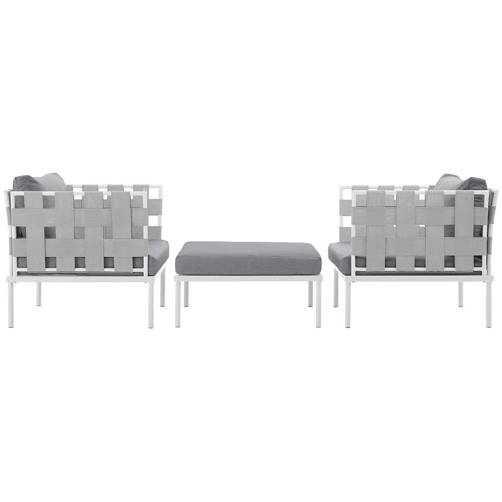 Harmony 3 Piece Outdoor Patio Aluminum Sectional Sofa Set
