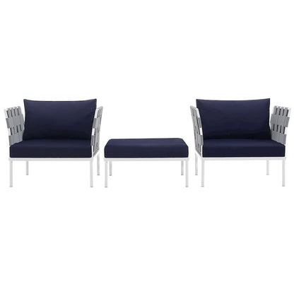 Harmony 3 Piece Outdoor Patio Aluminum Sectional Sofa Set