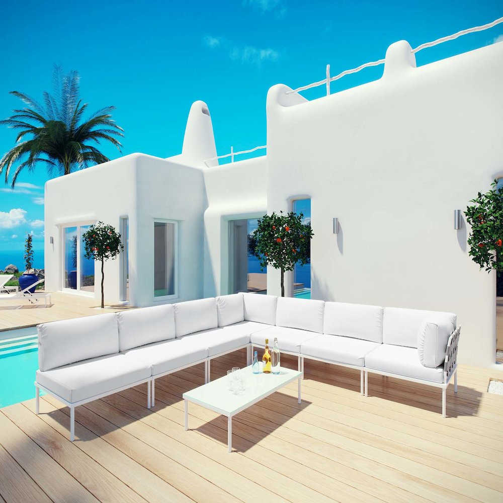 Harmony 8 Piece Outdoor Patio Aluminum Sectional Sofa Set